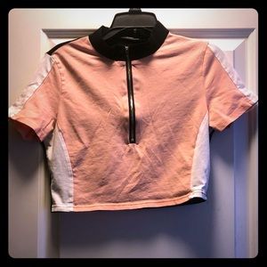 Pink/Black crop top and leggings set